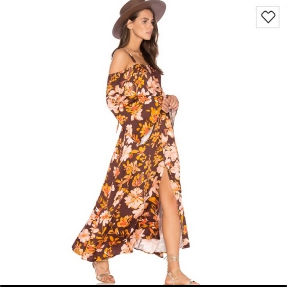 Some days lovin' floral cold shoulder maxi cut out size xs boho gypsy dress - Picture 12 of 13